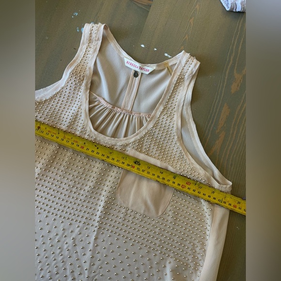 Rebecca Taylor Silk Studded Beige Tank Top Size 4 - Picture 7 of 8